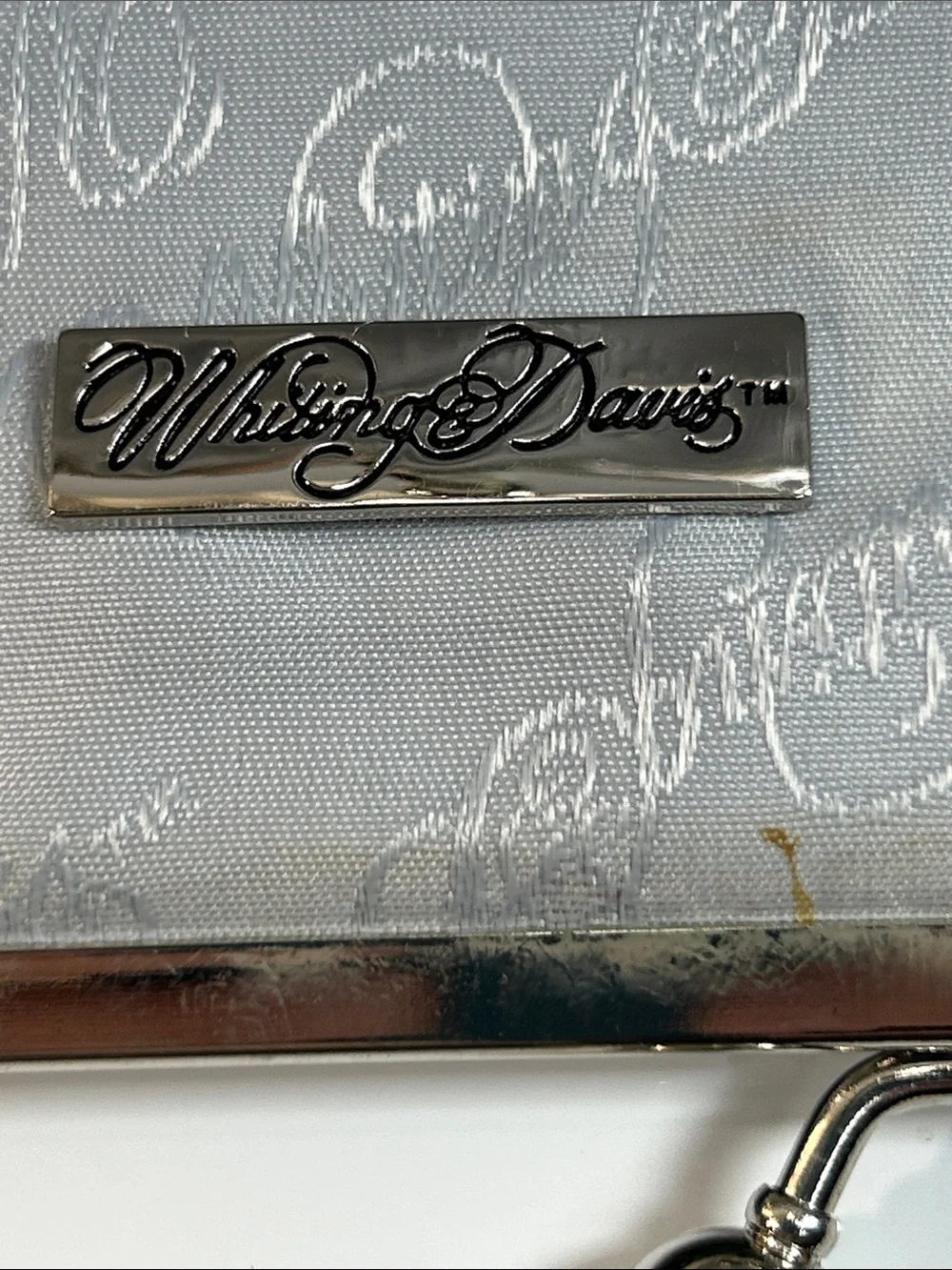 Vintage Whiting & Davis Metallic Silver Tone Mesh Evening Clutch W/ Chain Strap